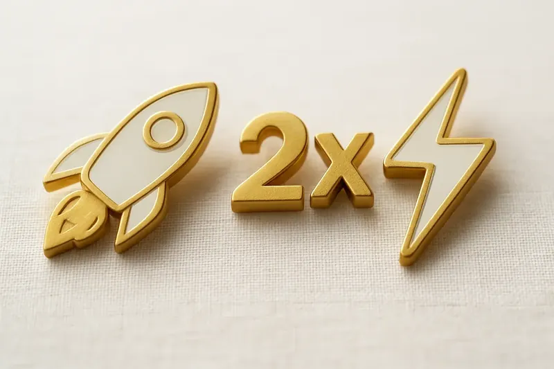 Gold and white instant game icons with rocket and lightning symbols