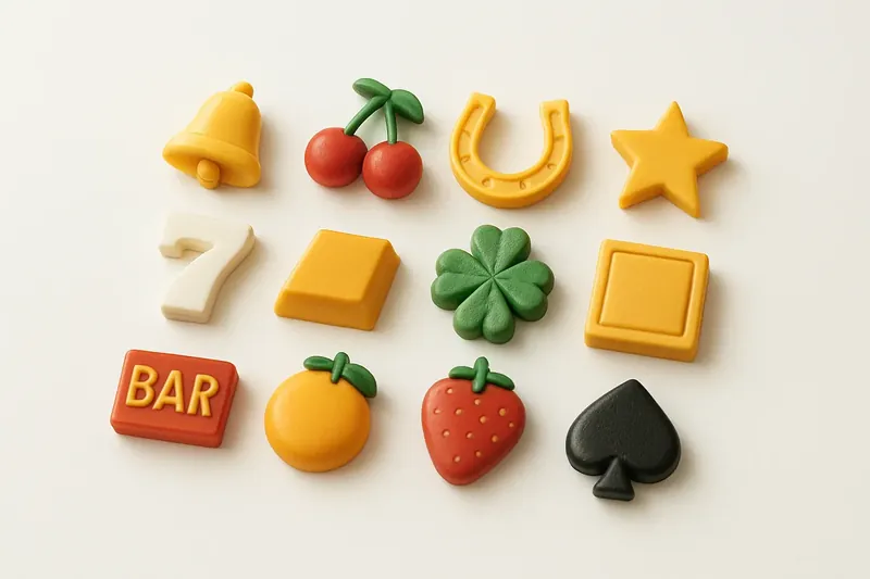 Twelve mini slot symbols arranged in a clean 4x3 grid